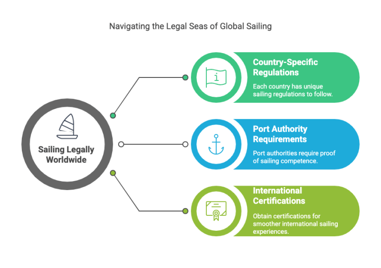 Infographic detailing the legal aspect of sailing around the world.